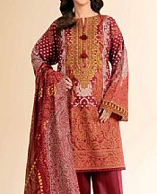 Nishat Dull Red Cambric Suit- Pakistani Lawn Dress