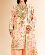 Nishat Light Peach Cambric Suit- Pakistani Lawn Dress