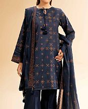 Nishat Deep Blue Lawn Suit (2 pcs)- Pakistani Lawn Dress