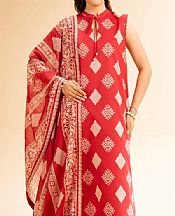 Nishat Red Lawn Suit (2 pcs)- Pakistani Designer Lawn Suits