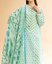 Nishat Off White/Green Lawn Suit- Pakistani Designer Lawn Suits