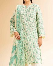 Nishat Light Green/Off White Lawn Suit (2 pcs)- Pakistani Designer Lawn Suits