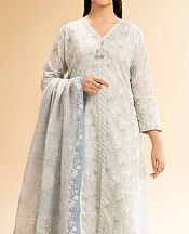 Nishat Light Grey Lawn Suit (2 pcs)- Pakistani Designer Lawn Suits
