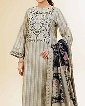 Nishat Beige Lawn Suit (2 pcs)- Pakistani Designer Lawn Suits