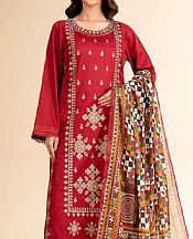 Nishat Cornell Red Cambric Suit- Pakistani Designer Lawn Suits