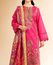 Nishat Cerise Pink Cambric Suit- Pakistani Designer Lawn Suits