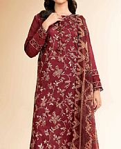 Nishat Vivid Burgundy Cambric Suit- Pakistani Lawn Dress