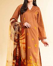 Nishat Clay Brown Cambric Suit- Pakistani Lawn Dress