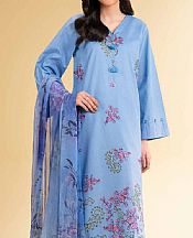 Nishat Light Cornflower Blue Cambric Suit- Pakistani Designer Lawn Suits