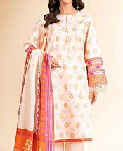 Nishat Off White/Orange Jacquard Suit- Pakistani Designer Lawn Suits