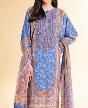 Nishat Dark Pastel Blue Lawn Suit- Pakistani Lawn Dress