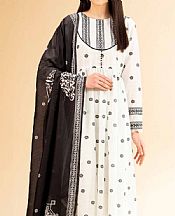 Nishat Off White/Black Lawn Suit- Pakistani Designer Lawn Suits