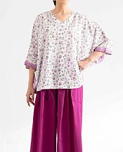 Nishat Off White/Pink Lawn Suit (2 pcs)- Pakistani Lawn Dress