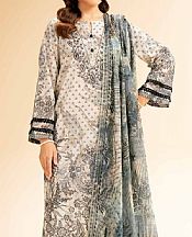 Nishat Ivory/Ash Grey Lawn Suit- Pakistani Designer Lawn Suits