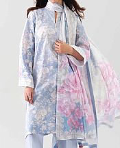 Nishat Pale Blue/Ash White Lawn Suit (2 pcs)- Pakistani Designer Lawn Suits