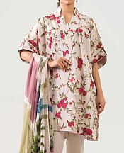 Nishat Beige Lawn Suit (2 pcs)- Pakistani Lawn Dress