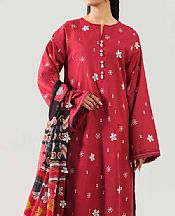 Nishat Brick Red Lawn Suit (2 pcs)- Pakistani Designer Lawn Suits