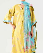 Nishat Yellow Lawn Suit (2 pcs)- Pakistani Designer Lawn Suits