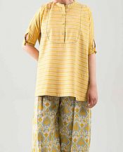 Nishat Golden Yellow/Off White Cambric Suit (2 pcs)- Pakistani Lawn Dress