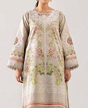Nishat Beige Lawn Suit (2 pcs)- Pakistani Lawn Dress
