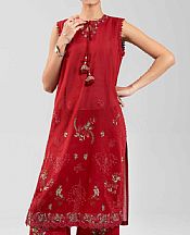 Nishat Deep Red Cambric Suit (2 pcs)- Pakistani Lawn Dress