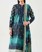 Nishat Black/Sea Green Lawn Suit- Pakistani Designer Lawn Suits