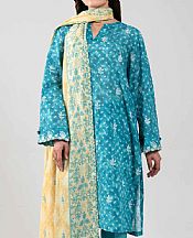 Nishat Teal Blue Lawn Suit- Pakistani Designer Lawn Suits