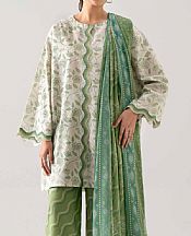 Nishat Off White/Sage Lawn Suit- Pakistani Designer Lawn Suits