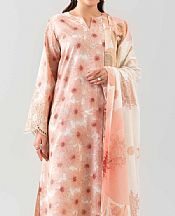 Nishat Light Peach/Off White Lawn Suit- Pakistani Lawn Dress