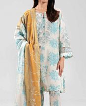 Nishat Off White/Blue Lawn Suit- Pakistani Lawn Dress