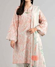Nishat Light Grey/Coral Lawn Suit- Pakistani Lawn Dress