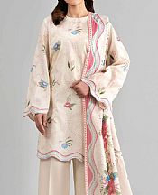 Nishat Beige Lawn Suit- Pakistani Lawn Dress