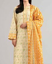 Nishat Light Gold Lawn Suit- Pakistani Designer Lawn Suits
