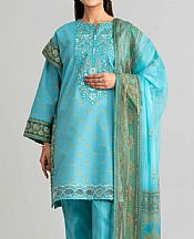 Nishat Turquoise Lawn Suit- Pakistani Designer Lawn Suits