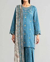 Nishat Blue Lawn Suit- Pakistani Designer Lawn Suits