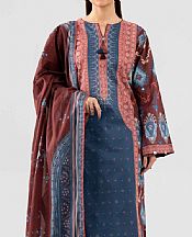 Blue/Wine Berry Lawn Suit (2 pcs)