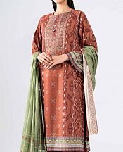 Orange Salmon Lawn Suit (2 pcs)