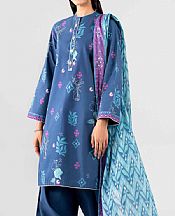 Dark Pastel Blue Lawn Suit