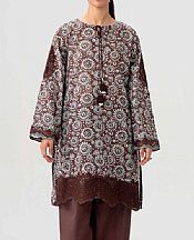 Nishat Brown Lawn Suit (2 pcs)- Pakistani Designer Lawn Suits