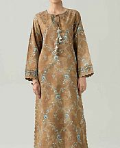 Nishat Beige Lawn Suit (2 pcs)- Pakistani Designer Lawn Suits