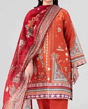 Orange Lawn Suit