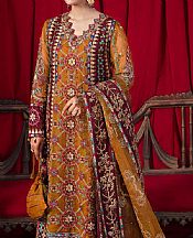 Nureh Rust Organza Suit- Pakistani Chiffon Dress