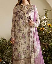 Nureh Ivory/Lilac Chiffon Suit- Pakistani Designer Chiffon Suit