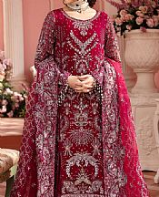 Nureh Crimson Chiffon Suit- Pakistani Designer Chiffon Suit