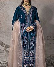 Denim Blue Velvet Suit- Pakistani Winter Clothing