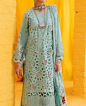 Nureh Cyan Opaque Lawn Suit- Pakistani Designer Lawn Suits