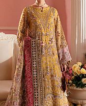 Nureh Golden Yellow Organza Suit- Pakistani Chiffon Dress