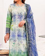 Nureh Blue Green Lawn Suit- Pakistani Designer Lawn Suits