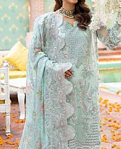 Nureh Light Turquoise Organza Suit- Pakistani Designer Chiffon Suit