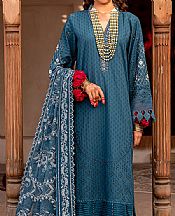 Nureh Denim Blue Lawn Suit- Pakistani Lawn Dress